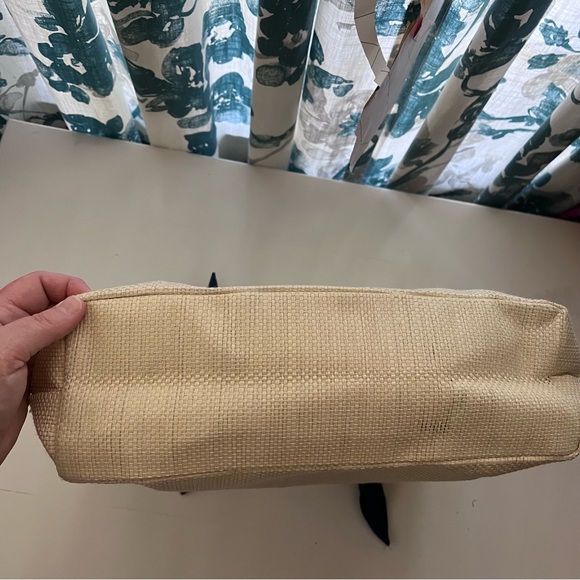 Canvas Floral Tote Bag with Navy Accents - Picture 3 of 5